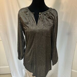 Rafaella Gray Tunic Blouse with V-Neck